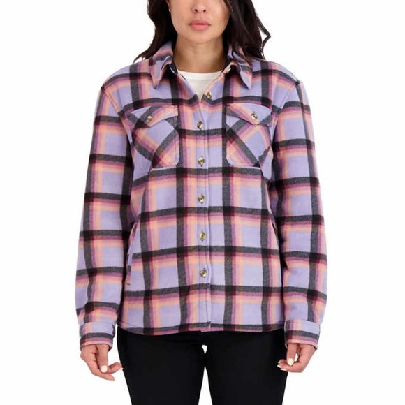 🎈SALE Sage Ladies' Plush Fleece Sherpa Lined Shirt Jacket Shacket Purple XS - Picture 2 of 12